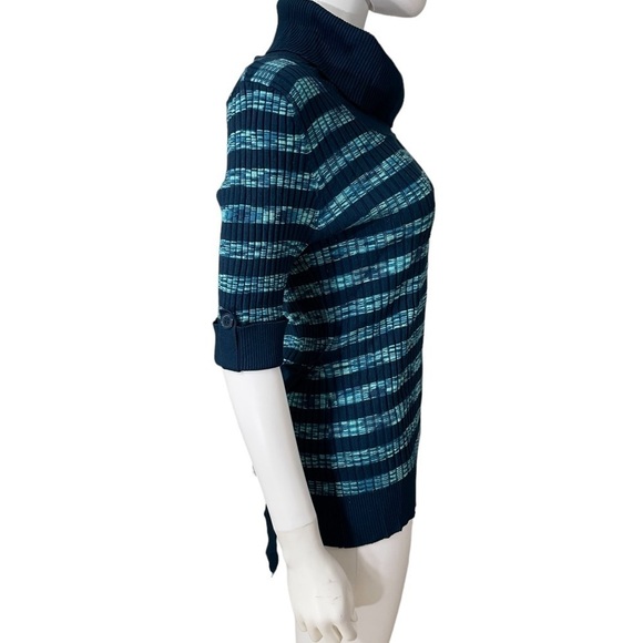 Carolyn Taylor Cowl Neck Blue Striped Sweater - Picture 6 of 10